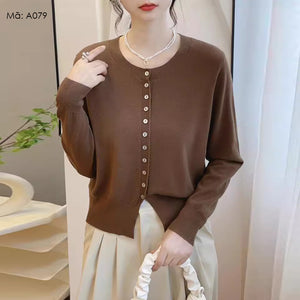 Áo khoác cardigan len sáp dài tay cổ tròn - A077