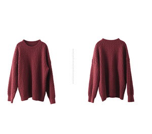 Áo len cashmere dài tay cổ tròn kiểu bện thừng - NU9702