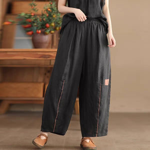 Quần baggy linen lưng thun một túi sau phối mảnh vải - NU9836