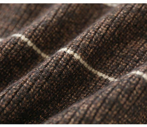 Áo khoác len đan cardigan form dài hai túi kẻ sọc có mũ - NU9560