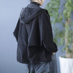 Áo khoác nhung dài tay có mũ túi dọc phối mảng màu - NU9670