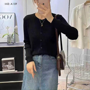 Áo khoác len tăm cardigan dài tay cổ tròn - A157