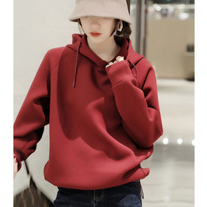 Áo hoodies nỉ dài tay dây rút một màu - NU9536