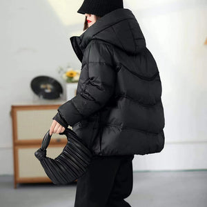 Áo khoác lông vũ dài tay mũ chùm đầu hai túi chéo - NU9664