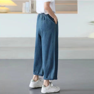 Quần baggy denim lưng thun xếp ly ống côn hai túi sau - NU10514