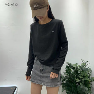 Áo T-shirt dài tay cổ tròn thêu chữ SET - A141