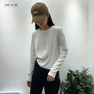 Áo T-shirt dài tay cổ tròn đơn sắc - A133