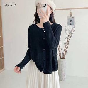 Áo khoác len cardigan dài tay cổ tròn - A151