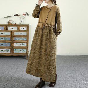 Đầm liền linen dài tay - D128