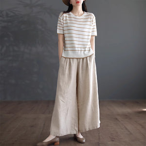 Quần baggy linen lưng cao ống rộng hai túi chéo - NU9068