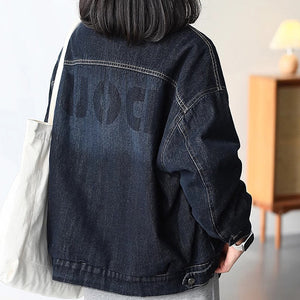 Áo khoác denim dài tay cổ đức lót lông - A653