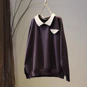 Áo len đan dài tay cổ pipi lệch màu - NU9340