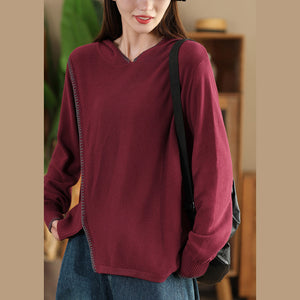 Áo hoodies len đan dài tay kiểu vạt lệch - A356