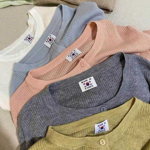 Áo khoác len tăm cardigan dài tay cổ tròn - A157