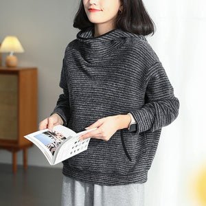 Áo hoodies len dài tay kiểu kẻ sọc - A624