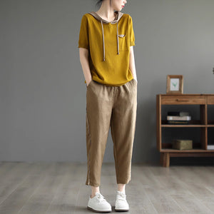 Quần baggy linen lưng thun phối line nổi - NU8723