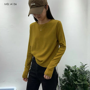 Áo T-shirt dài tay cổ tròn đơn sắc - A133