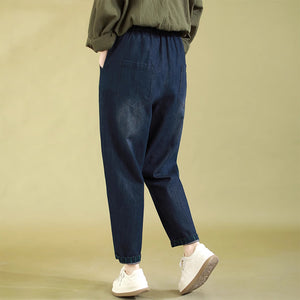 Quần baggy denim lưng thun ống côn mài bạc - NU9204