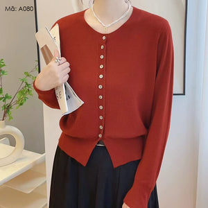 Áo khoác cardigan len sáp dài tay cổ tròn - A077