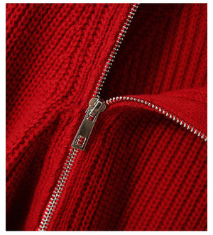 Áo khoác len cashmere dài tay cổ lọ khóa kéo bên hông - NU9535