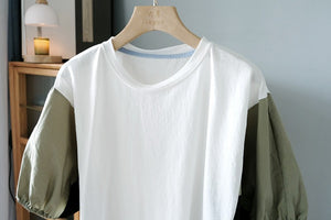 Áo T-shirt ngắn tay cổ tròn phối mảng màu - NU9909