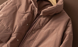 Áo khoác trần bông dài tay cổ đứng hai túi vuông - NU9385