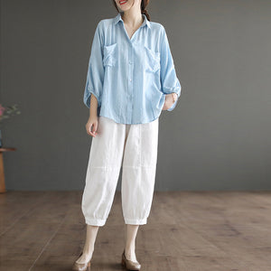 Quần baggy linen lưng thun ống côn túi đính nắp kiểu - NU8697