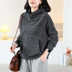 Áo hoodies len dài tay kiểu kẻ sọc - A624