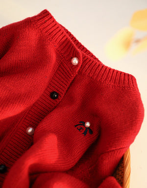 Áo khoác cardigan len đan dài tay cổ tròn khuy cài - NU9659