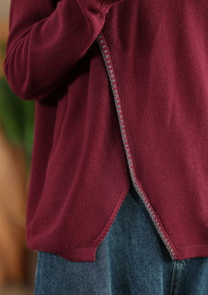 Áo hoodies len đan dài tay kiểu vạt lệch - A356