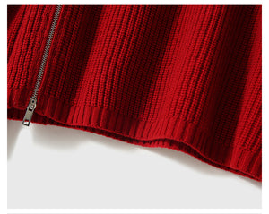 Áo khoác len cashmere dài tay cổ lọ khóa kéo bên hông - NU9535