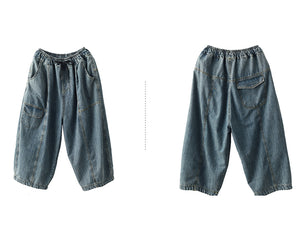 Quần baggy denim lưng thun ống rộng túi có nắp - NU8861