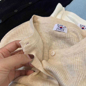 Áo khoác len tăm cardigan dài tay cổ tròn - A157