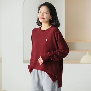 Áo T-shirt dài tay cổ tròn đơn sắc form dài - NU9554