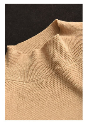 Áo len dệt kim dài tay cổ tròn lọ một màu - NU9712
