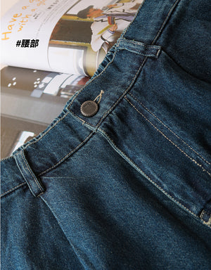 Quần baggy denim lưng thun khuy cài ống rộng - Q042