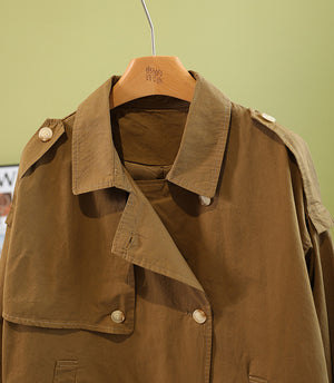 Áo khoác retro dài tay cổ vest kiểu hai hàng khuy - NU9320