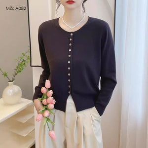 Áo khoác cardigan len sáp dài tay cổ tròn - A077