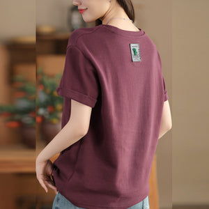 Áo T-shirt ngắn tay cổ tròn dáng rộng một màu - NU9886