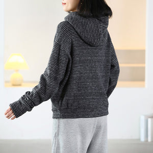 Áo hoodies len dài tay kiểu kẻ sọc - A624