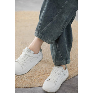 Quần baggy denim lưng thun ống rộng gấu túm - NU9084