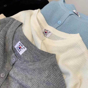 Áo khoác len tăm cardigan dài tay cổ tròn - A157