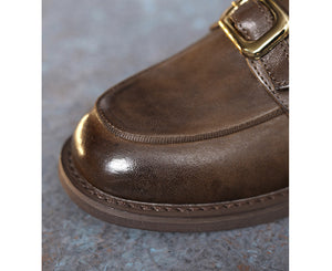 Giày da retro loafer mũi tròn - OD2160
