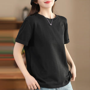Áo T-shirt ngắn tay cổ tròn dáng rộng một màu - NU9886