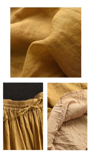 Chân váy linen retro lưng thun cột dây hai lớp - NU10089