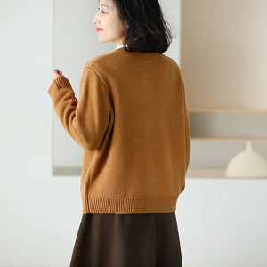 Áo khoác cardigan len đan dài tay cổ tròn khuy cài - NU9659