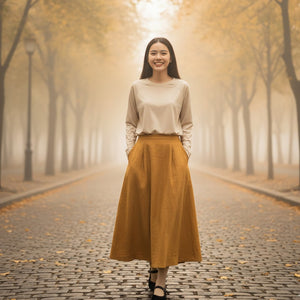 Áo T-shirt dài tay cổ tròn một màu form rộng - A109