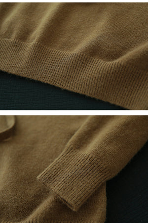 Áo hoodies len dệt kim dài tay ô vuông lệch màu - NU9586