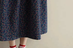 Chân váy chữ A retro lưng thun xếp ly in hoa liti - NU9880
