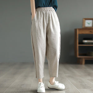 Quần baggy linen lưng thun phối line nổi - NU8723